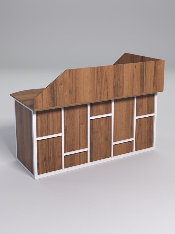 Стол эргономичный офисный СЭ-11А (левосторонний) с экраном СТРОНГ в стиле ЛОФТ декор №3, Орех + металлический каркас Белый