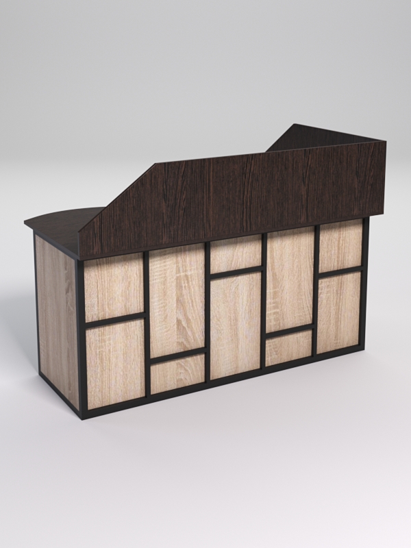 Стол эргономичный офисный СЭ-11А (левосторонний) с экраном СТРОНГ в стиле ЛОФТ декор №3, Дуб Венге и Дуб Сонома