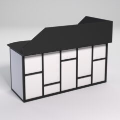 Стол эргономичный офисный СЭ-11А (левосторонний) с экраном СТРОНГ в стиле ЛОФТ декор №3, Черный и Белый