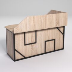 Стол эргономичный офисный СЭ-11А (левосторонний) с экраном СТРОНГ в стиле ЛОФТ декор №4, Дуб Сонома