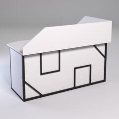 Стол эргономичный офисный СЭ-11А (левосторонний) с экраном СТРОНГ в стиле ЛОФТ декор №4, Белый