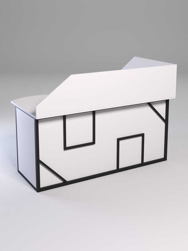 Стол эргономичный офисный СЭ-11А (левосторонний) с экраном СТРОНГ в стиле ЛОФТ декор №4, Белый