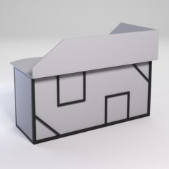 Стол эргономичный офисный СЭ-11А (левосторонний) с экраном СТРОНГ в стиле ЛОФТ декор №4, Серый