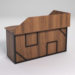 Стол эргономичный офисный СЭ-11А (левосторонний) с экраном СТРОНГ в стиле ЛОФТ декор №4, Орех