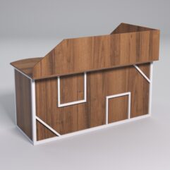 Стол эргономичный офисный СЭ-11А (левосторонний) с экраном СТРОНГ в стиле ЛОФТ декор №4, Орех + металлический каркас Белый