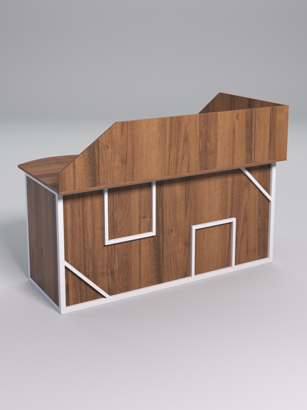 Стол эргономичный офисный СЭ-11А (левосторонний) с экраном СТРОНГ в стиле ЛОФТ декор №4, Орех + металлический каркас Белый