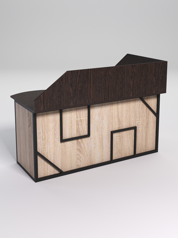 Стол эргономичный офисный СЭ-11А (левосторонний) с экраном СТРОНГ в стиле ЛОФТ декор №4, Дуб Венге и Дуб Сонома