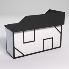 Стол эргономичный офисный СЭ-11А (левосторонний) с экраном СТРОНГ в стиле ЛОФТ декор №4, Черный и Белый