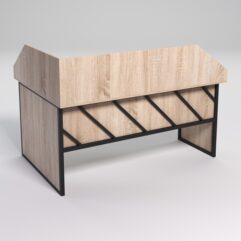 Стол эргономичный офисный СЭ-12 (Правосторонний) с экраном СТРОНГ в стиле ЛОФТ декор №2, Дуб Сонома