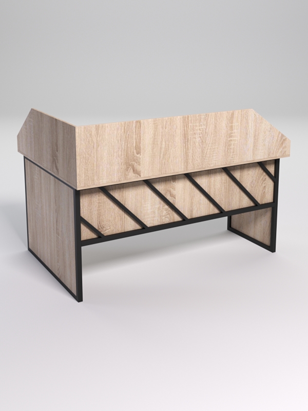 Стол эргономичный офисный СЭ-12 (Правосторонний) с экраном СТРОНГ в стиле ЛОФТ декор №2, Дуб Сонома