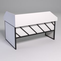 Стол эргономичный офисный СЭ-12 (Правосторонний) с экраном СТРОНГ в стиле ЛОФТ декор №2, Белый