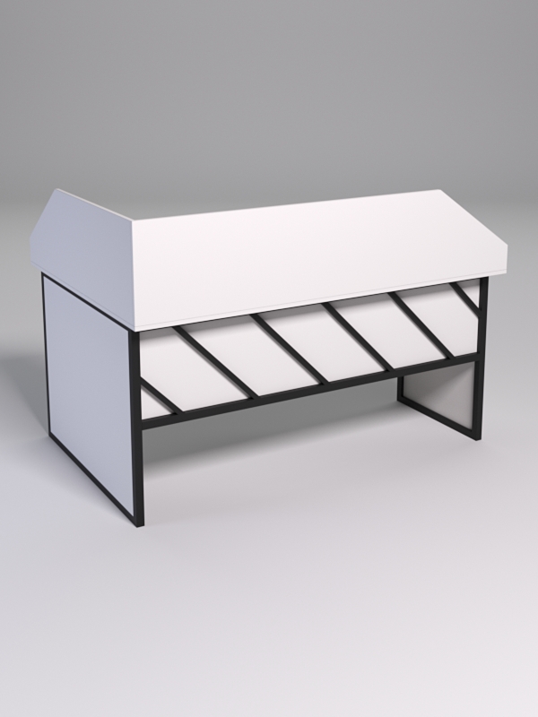 Стол эргономичный офисный СЭ-12 (Правосторонний) с экраном СТРОНГ в стиле ЛОФТ декор №2, Белый