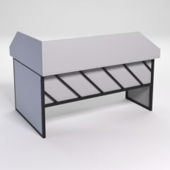 Стол эргономичный офисный СЭ-12 (Правосторонний) с экраном СТРОНГ в стиле ЛОФТ декор №2, Серый