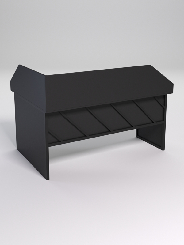 Стол эргономичный офисный СЭ-12 (Правосторонний) с экраном СТРОНГ в стиле ЛОФТ декор №2, Черный