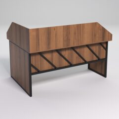 Стол эргономичный офисный СЭ-12 (Правосторонний) с экраном СТРОНГ в стиле ЛОФТ декор №2, Орех