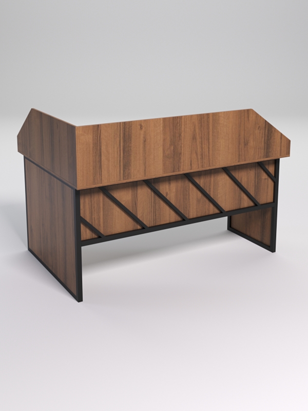 Стол эргономичный офисный СЭ-12 (Правосторонний) с экраном СТРОНГ в стиле ЛОФТ декор №2, Орех