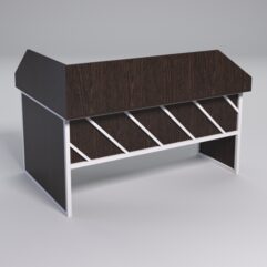 Стол эргономичный офисный СЭ-12 (Правосторонний) с экраном СТРОНГ в стиле ЛОФТ декор №2, Дуб Венге + металлический каркас Белый