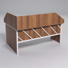 Стол эргономичный офисный СЭ-12 (Правосторонний) с экраном СТРОНГ в стиле ЛОФТ декор №2, Орех + металлический каркас Белый