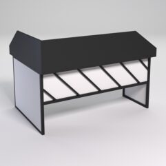 Стол эргономичный офисный СЭ-12 (Правосторонний) с экраном СТРОНГ в стиле ЛОФТ декор №2, Черный и Белый