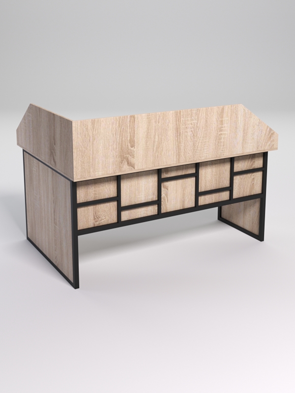 Стол эргономичный офисный СЭ-12 (Правосторонний) с экраном СТРОНГ в стиле ЛОФТ декор №3, Дуб Сонома