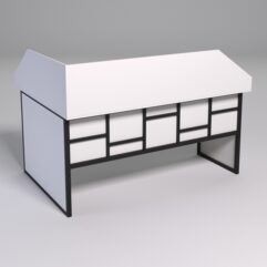 Стол эргономичный офисный СЭ-12 (Правосторонний) с экраном СТРОНГ в стиле ЛОФТ декор №3, Белый