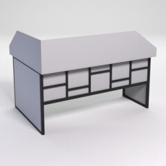 Стол эргономичный офисный СЭ-12 (Правосторонний) с экраном СТРОНГ в стиле ЛОФТ декор №3, Серый