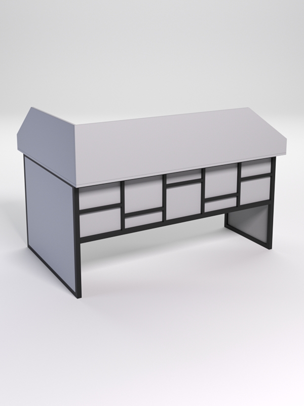 Стол эргономичный офисный СЭ-12 (Правосторонний) с экраном СТРОНГ в стиле ЛОФТ декор №3, Серый