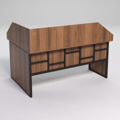 Стол эргономичный офисный СЭ-12 (Правосторонний) с экраном СТРОНГ в стиле ЛОФТ декор №3, Орех