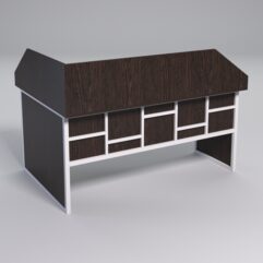 Стол эргономичный офисный СЭ-12 (Правосторонний) с экраном СТРОНГ в стиле ЛОФТ декор №3, Дуб Венге + металлический каркас Белый