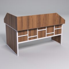 Стол эргономичный офисный СЭ-12 (Правосторонний) с экраном СТРОНГ в стиле ЛОФТ декор №3, Орех + металлический каркас Белый