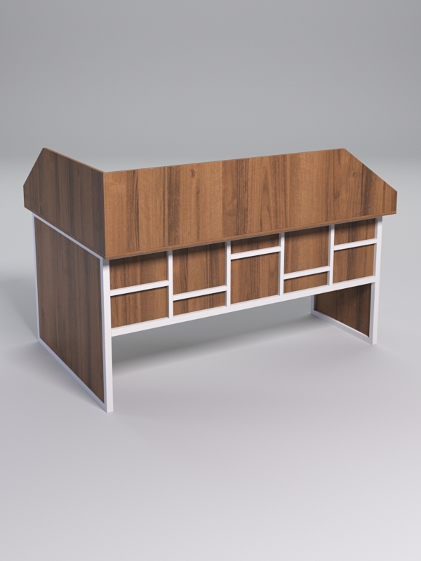 Стол эргономичный офисный СЭ-12 (Правосторонний) с экраном СТРОНГ в стиле ЛОФТ декор №3, Орех + металлический каркас Белый