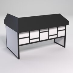 Стол эргономичный офисный СЭ-12 (Правосторонний) с экраном СТРОНГ в стиле ЛОФТ декор №3, Черный и Белый