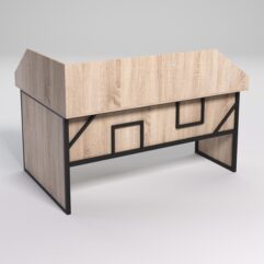 Стол эргономичный офисный СЭ-12 (Правосторонний) с экраном СТРОНГ в стиле ЛОФТ декор №4, Дуб Сонома