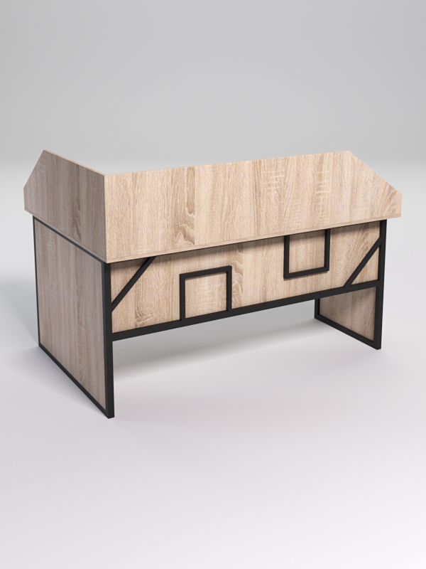 Стол эргономичный офисный СЭ-12 (Правосторонний) с экраном СТРОНГ в стиле ЛОФТ декор №4, Дуб Сонома