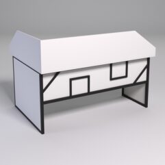 Стол эргономичный офисный СЭ-12 (Правосторонний) с экраном СТРОНГ в стиле ЛОФТ декор №4, Белый