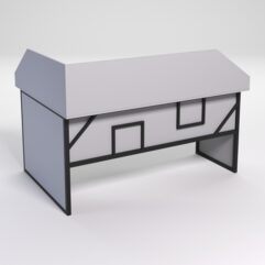 Стол эргономичный офисный СЭ-12 (Правосторонний) с экраном СТРОНГ в стиле ЛОФТ декор №4, Серый