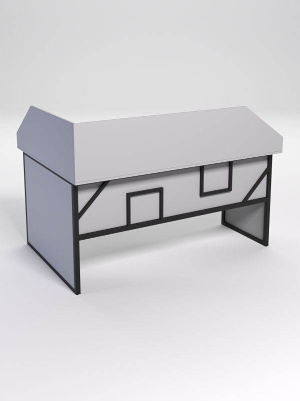 Стол эргономичный офисный СЭ-12 (Правосторонний) с экраном СТРОНГ в стиле ЛОФТ декор №4, Серый