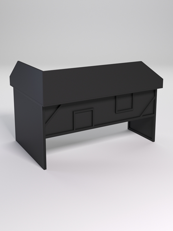 Стол эргономичный офисный СЭ-12 (Правосторонний) с экраном СТРОНГ в стиле ЛОФТ декор №4, Черный