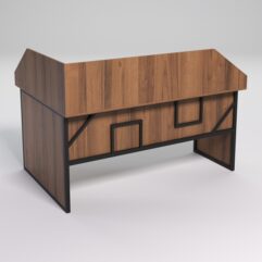 Стол эргономичный офисный СЭ-12 (Правосторонний) с экраном СТРОНГ в стиле ЛОФТ декор №4, Орех