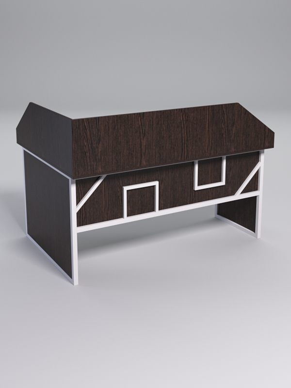 Стол эргономичный офисный СЭ-12 (Правосторонний) с экраном СТРОНГ в стиле ЛОФТ декор №4, Дуб Венге + металлический каркас Белый