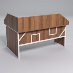 Стол эргономичный офисный СЭ-12 (Правосторонний) с экраном СТРОНГ в стиле ЛОФТ декор №4, Орех + металлический каркас Белый