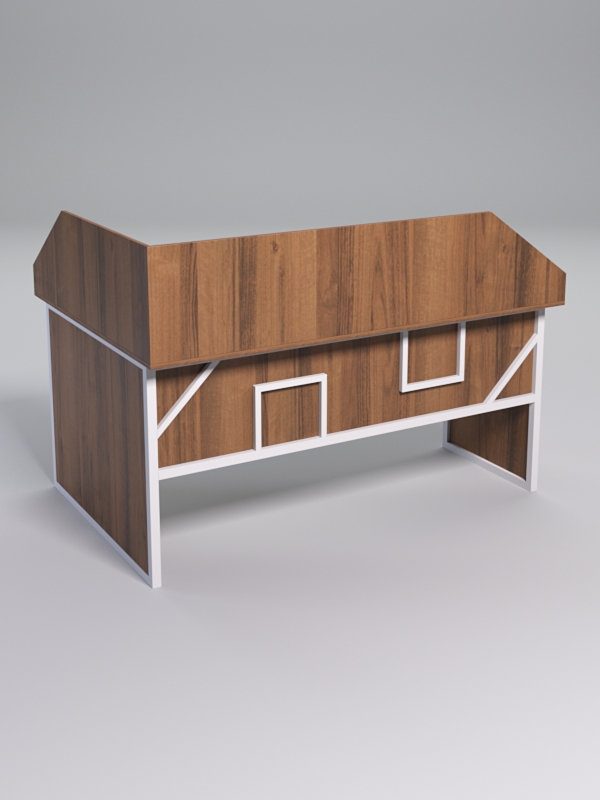 Стол эргономичный офисный СЭ-12 (Правосторонний) с экраном СТРОНГ в стиле ЛОФТ декор №4, Орех + металлический каркас Белый