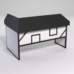 Стол эргономичный офисный СЭ-12 (Правосторонний) с экраном СТРОНГ в стиле ЛОФТ декор №4, Черный и Белый