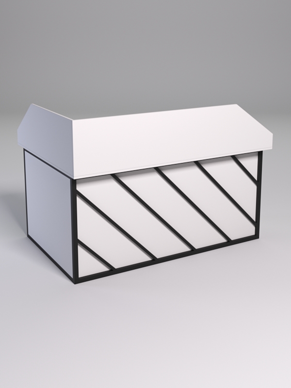 Стол эргономичный офисный СЭ-12А (Правосторонний) с экраном СТРОНГ в стиле ЛОФТ декор №2, Белый