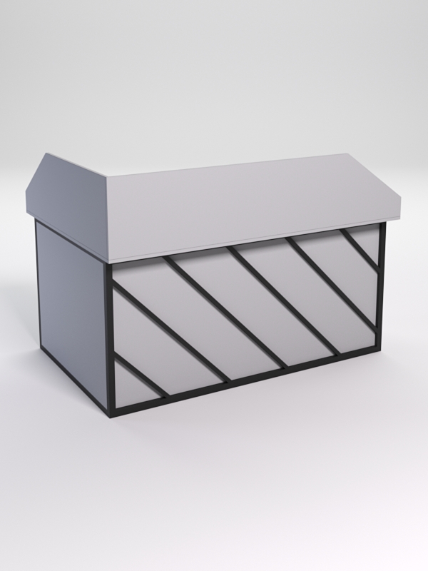 Стол эргономичный офисный СЭ-12А (Правосторонний) с экраном СТРОНГ в стиле ЛОФТ декор №2, Серый