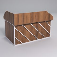 Стол эргономичный офисный СЭ-12А (Правосторонний) с экраном СТРОНГ в стиле ЛОФТ декор №2, Орех + металлический каркас Белый