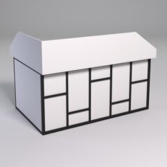 Стол эргономичный офисный СЭ-12А (Правосторонний) с экраном СТРОНГ в стиле ЛОФТ декор №3, Белый