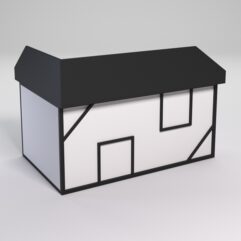 Стол эргономичный офисный СЭ-12А (Правосторонний) с экраном СТРОНГ в стиле ЛОФТ декор №4, Черный и Белый