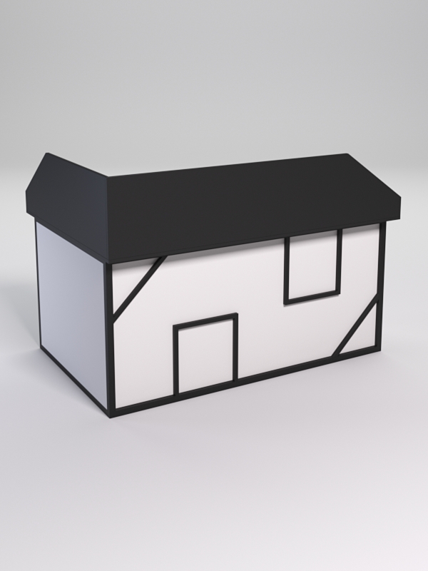 Стол эргономичный офисный СЭ-12А (Правосторонний) с экраном СТРОНГ в стиле ЛОФТ декор №4, Черный и Белый