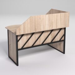 Стол эргономичный офисный СЭ-13 (левосторонний) с экраном СТРОНГ в стиле ЛОФТ декор №2, Дуб Сонома